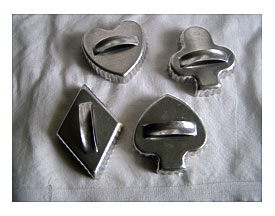 Four Shaped Cookie Cutters Spade, Heart, Diamond, Club Card Shapes