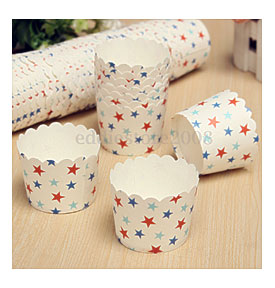 50pcs Star Cake Baking Paper Cups Cupcake Liners Muffin Dessert Cases