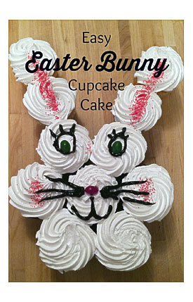 Easter Bunny Cake With Cupcakes, Cupcake Bunny Cake, Easy Easter Bunny