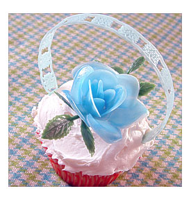 Downcast Rose Basket Cupcake