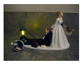 Fishing Themed Wedding Cake Topper For The Groom By Finsnhorns