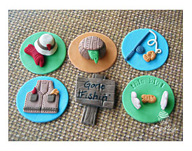 Items Similar To Gone Fishing Fondant Cupcake Toppers On Etsy