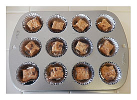 Place 1 Piece Of Protein Bar In Each Muffin Liner Foil, Not Paper