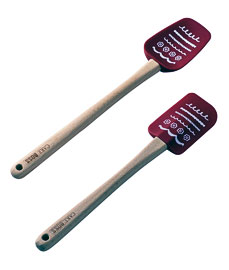 Carlo's Bakery 2 Piece Spatula And Spoonula Set, Icing Pattern, Red