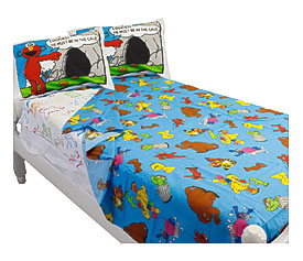 Sesame Street Full Bed Sheet Set Elmo Cookie Monster Comic Strip