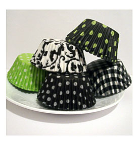 100 Lime And Black Print Cupcake Liner By LulusCupcakeBoutique