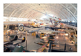 Steven F. Udvar Overcast Center View of south hangar, including B 29 Superfortress inchEnola Gay inch, a glimpse of the Air France Concorde, and varied others