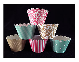 Gold Pink Mint Cupcake Wrappers Holder Wrap By CupcakeExpress