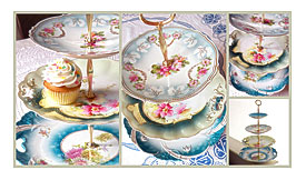 aqua_obscene_turquoise_tea_stand_pink_green_floral_tiered_cupcake_tray_display_wedding cake_slab