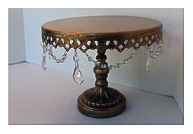 Ornate Metal Gold 10 Cake Stand With Crystals By PetitFarmhouse