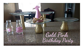 Pink & Gold DIY Punch Bar Glasses Decor Dessert Cake Table Stands