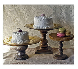 Here Are Some Gold Cake Stands For Sale. Each One Is Unique And