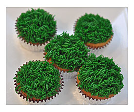 Beki Cook's Cake Blog Grass, Bees & Ladybugs Cupcakes