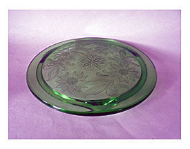 Green Glass Cake Stand Vintage Glass Cake Plate By DoesMeadow