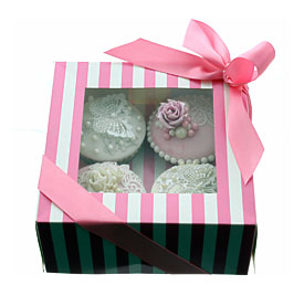 Holds 4 Cake Lace Cupcake Box With Luxury Satin Finish, Cakelace