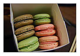 Wicked Sesame, Green Tea, Strawberry Macarons in box Cupcake Family AUD1.50 each