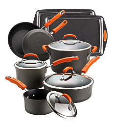 Ray Hard Anodized II 12 Pc. Cookware Set Orange Handles Cookware