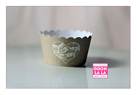 Burlap And Heart Lace Cupcake Wrappers With By Ooohlalapaperie