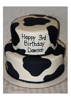Holstein Cow Print Birthday Cake Covered In Fondant