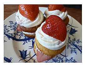 Stacked Vanilla Cupcakes With Vodka Infused Strawberries, Vanilla