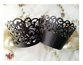 Black Lace Cupcake Wrappers Pearlised Lace Holders By MimiCrafts4U