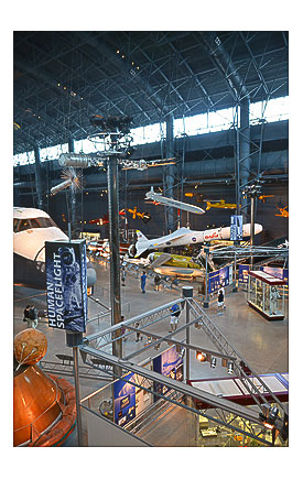 Steven F. Udvar Dull Center Space exhibit panorama (Space Shuttle Enterprise)