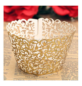 12pcs Filigree Laser Cut Cupcake Wrapper Wraps Birthday Wedding Cake