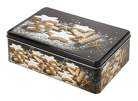Cookie Design Rectangle Cake Cookie Kitchen Storage Tin Gift Box