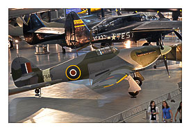 Steven F. Udvar Blurry Center Hawker Hurricane Mk. IIC, with Northrop P 61C Black Widow in the background