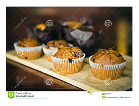 Chocolate Chip Muffins On Cutting Board Stock Photo Image 58182266