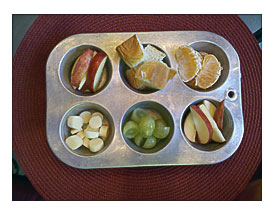 Muffin Tin Meal Fruit, Cheese And Bread Snack