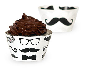 Mustache Cupcake Wrappers 12 