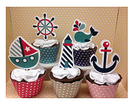 Girls Nautical Party Or Baby Shower Cupcake Topper By PartyByDrake