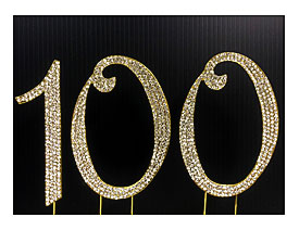 Rhinestone Gold NUMBER 100 Cake Topper 100th By BlingShirtWorld