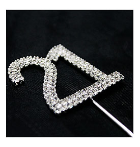 Number 21 Rhinestone Diamante Gem Cake Pick Number Topper Anniversary