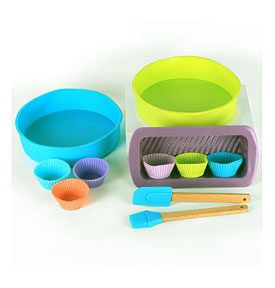 17 piece Silicone Bakeware Set Pastel Books Are Fun