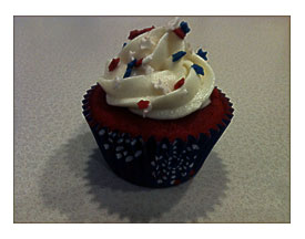 My "Fourth Of July" Red Velvet Cupcakes With The Custom Toppers From
