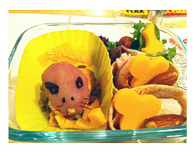 Saffron whiskers on marzipan bento mouse