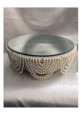 Drape Design Wedding Cake Stand Pearl And Crystals Round