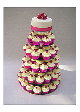 Pink roses cupcake tower