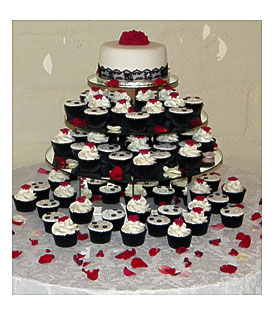 BITE ME CUPCAKES And WRAPPERS Black Lace & Red Roses