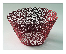 12 Pcs Beautiful Red Lace Wedding Filigree Cupcake Liners