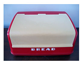 Vintage 1950s Red And White Plastic Bread Box Lustro By Petuniapie