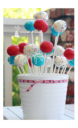 Fourth Of July Cake Pop Stand From Paper & Cake