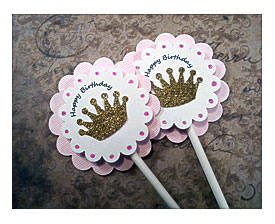 Gold Glitter Crown Cupcake Toppers Personalized By AngelsofHeaven