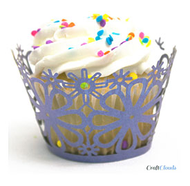 Purple Daisy Flower Cupcake Wrappers Collars Cups Wedding, Birthday