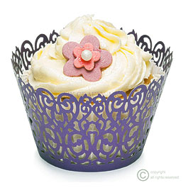 Details About Purple Cupcake Wrappers Abstract Filigree Bun Cases