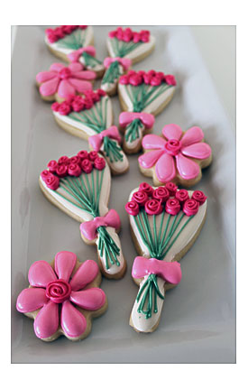 Inspired Decorated Cookies Featuring Roses And Monogrammed Cookies