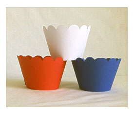 12 Count Red White And Blue Scallop Cupcake Wrappers By JazzyBug