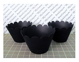 Wedding BLACK TIE Cupcake Wrappers Scallop Top Set Of By Annie42